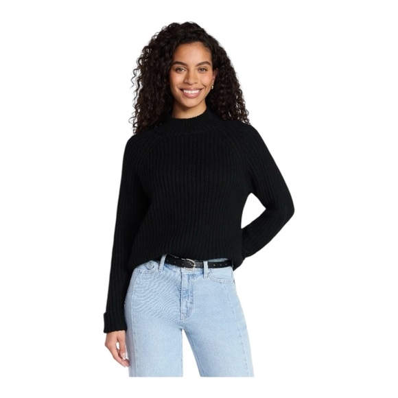 Time and Tru Tops - Time And Tru Black Ribbed Sweater